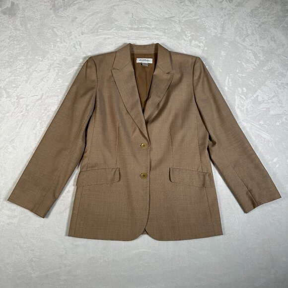Brooks Brothers Blazer Women Size 6 Brown Two-Button Jacket 100% Wool Office - Picture 1 of 10